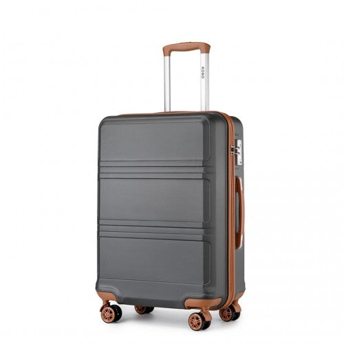 Kono Abs 24 Inch Sculpted Horizontal Design Cabin Luggage - Grey And Brown