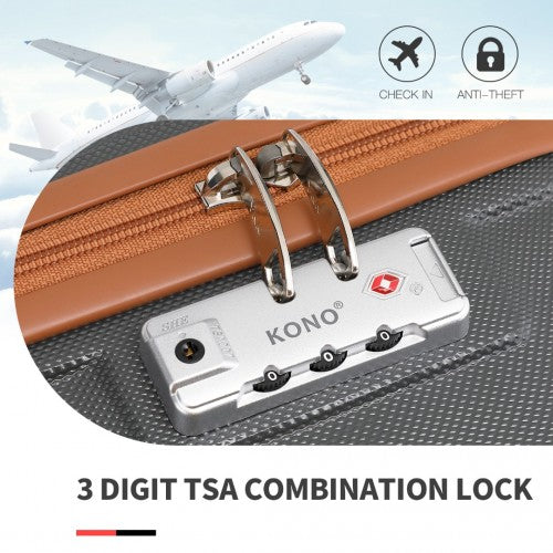 Kono Abs 24 Inch Sculpted Horizontal Design Cabin Luggage - Grey And Brown