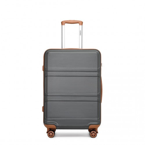 Kono Abs 24 Inch Sculpted Horizontal Design Cabin Luggage - Grey And Brown