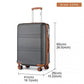 Kono Abs 24 Inch Sculpted Horizontal Design Cabin Luggage - Grey And Brown
