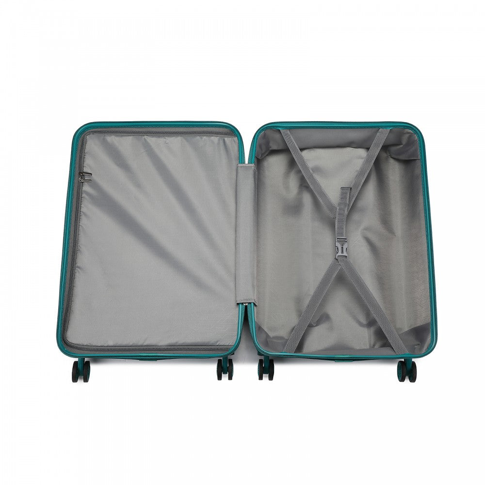 Kono Abs 20 Inch Sculpted Horizontal Design Cabin Luggage - Teal