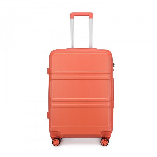 Kono Abs Sculpted Horizontal Design 4 Pcs Suitcase Set With Vanity Case - Coral