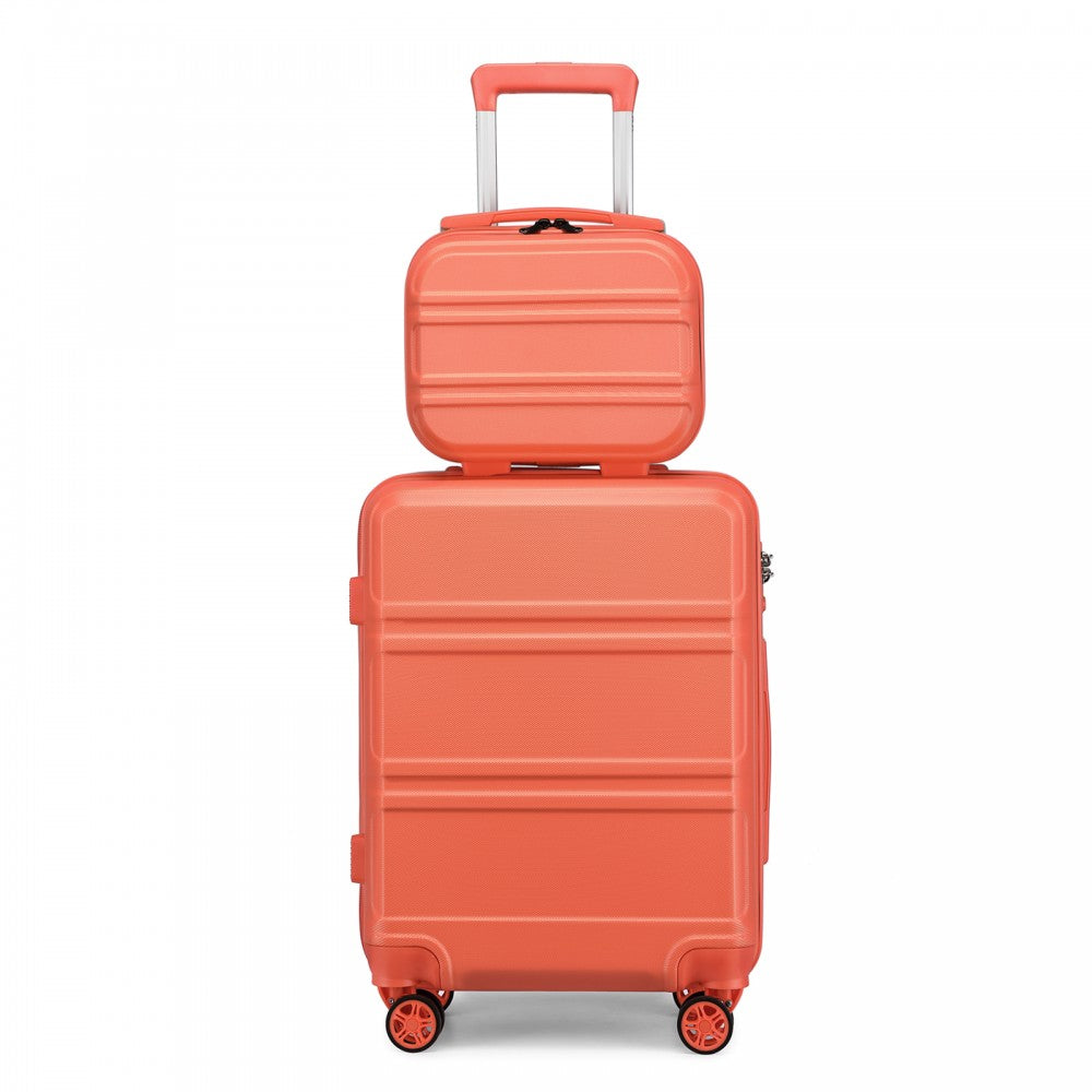 Kono Abs 4 Wheel Suitcase Set With Vanity Case - Coral
