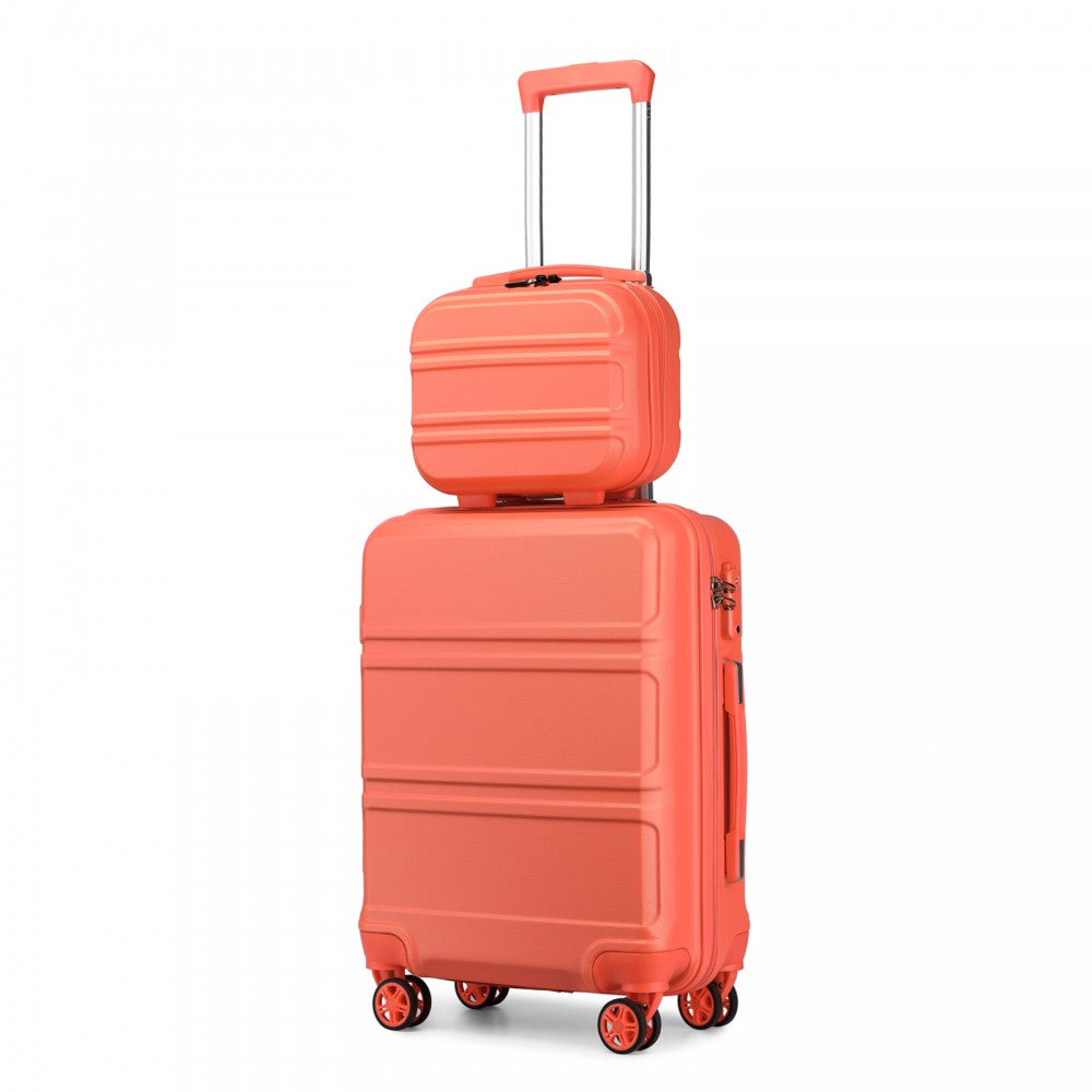 Kono Abs 4 Wheel Suitcase Set With Vanity Case - Coral