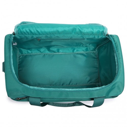 Kono Abs 24 Inch Sculpted Horizontal Design 2 Piece Suitcase Set With Cabin Bag - Teal