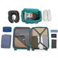 Kono Abs 24 Inch Sculpted Horizontal Design 2 Piece Suitcase Set With Cabin Bag - Teal