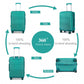 Kono Abs 24 Inch Sculpted Horizontal Design 2 Piece Suitcase Set With Cabin Bag - Teal