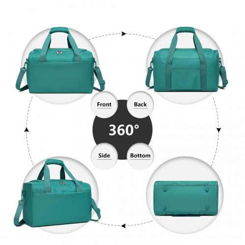 Kono Abs 24 Inch Sculpted Horizontal Design 2 Piece Suitcase Set With Cabin Bag - Teal