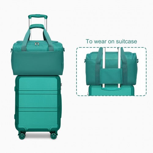 Kono Abs 24 Inch Sculpted Horizontal Design 2 Piece Suitcase Set With Cabin Bag - Teal