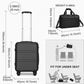 Kono Abs 20 Inch Sculpted Horizontal Design 2 Piece Suitcase Set With Cabin Bag - Black