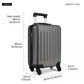 Kono 19 Inch Abs Hard Shell Carry On Luggage 4 Wheel Spinner Suitcase - Grey