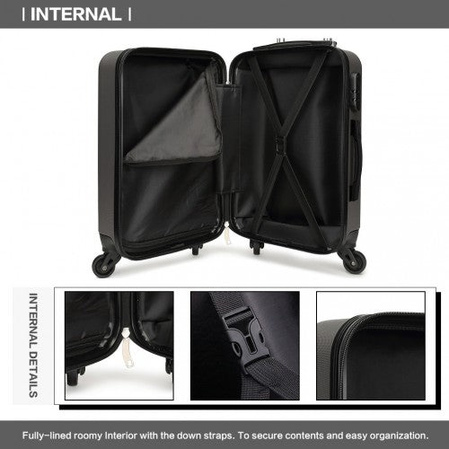 Kono 24 Inch Abs Hard Shell Luggage 4 Wheel Spinner Suitcase - Grey