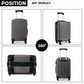 Kono 24 Inch Abs Hard Shell Luggage 4 Wheel Spinner Suitcase - Grey