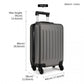Kono 24 Inch Abs Hard Shell Luggage 4 Wheel Spinner Suitcase - Grey