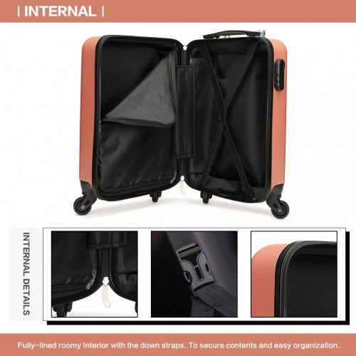 Kono 19 Inch Abs Hard Shell Carry On Luggage 4 Wheel Spinner Suitcase - Nude