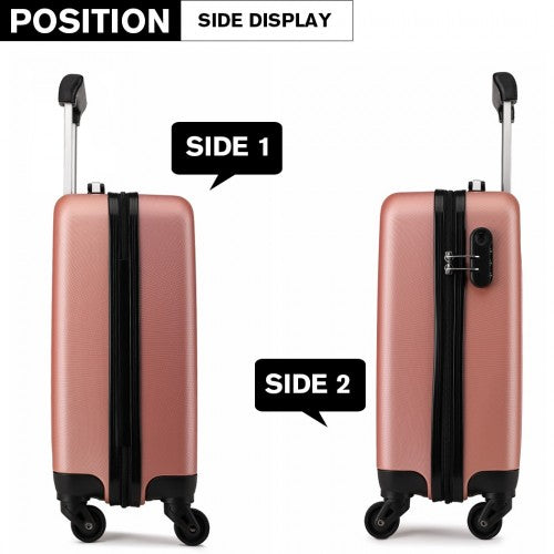 Kono 19 Inch Abs Hard Shell Carry On Luggage 4 Wheel Spinner Suitcase - Nude