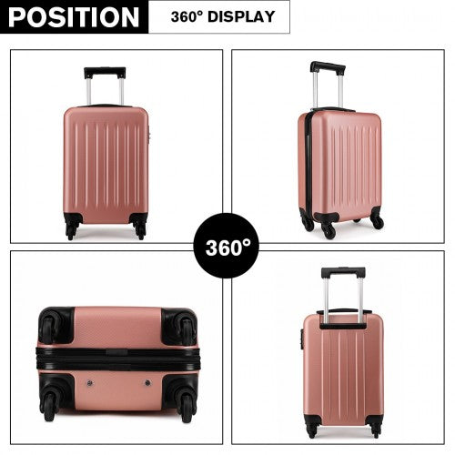 Kono 19 Inch Abs Hard Shell Carry On Luggage 4 Wheel Spinner Suitcase - Nude