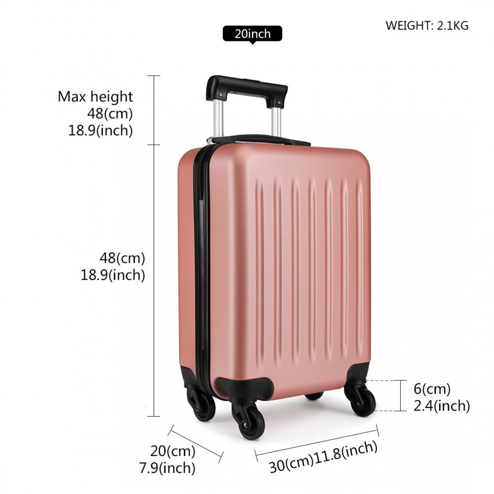 Kono 20 Inch Abs Hard Shell Luggage 4 Wheel Spinner Suitcase - Nude