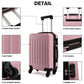 Kono 20/24/28 Inch Abs Hard Shell Luggage 4 Wheel Spinner Suitcase Set - Pink