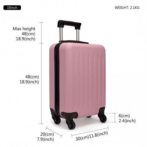 Kono 19 Inch Abs Hard Shell Carry On Luggage 4 Wheel Spinner Suitcase - Pink