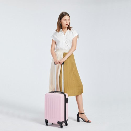 Kono 19 Inch Abs Hard Shell Carry On Luggage 4 Wheel Spinner Suitcase - Black