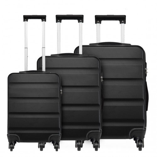 Kono 19/24/28 Inch Set Horizontal Design Abs Hard Shell Suitcase With TSA Lock - Black