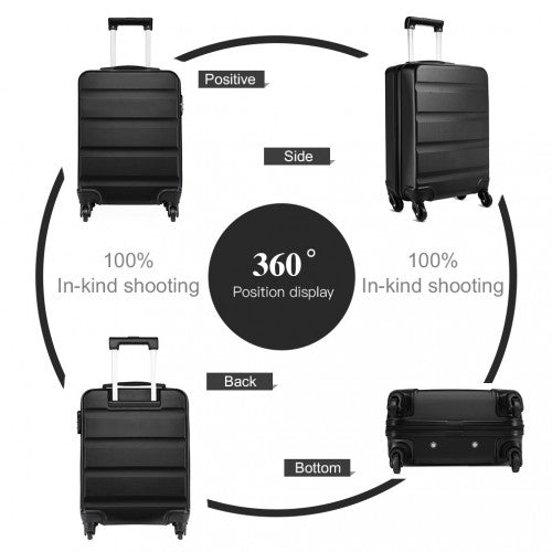 Kono 19 Inch Horizontal Design Abs Hard Shell Suitcase With TSA Lock - Black