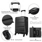 Kono 19 Inch Horizontal Design Abs Hard Shell Suitcase With TSA Lock - Black