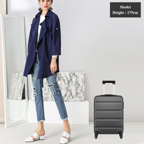 Kono 19 Inch Horizontal Design Abs Hard Shell Suitcase With TSA Lock - Grey