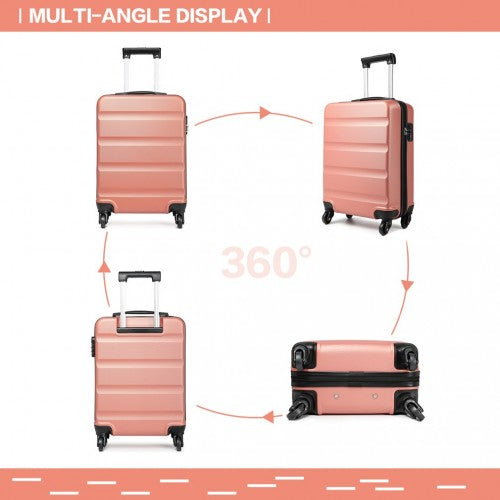 Kono 20 Inch Horizontal Design Abs Hard Shell Suitcase With Tsa Lock - Nude