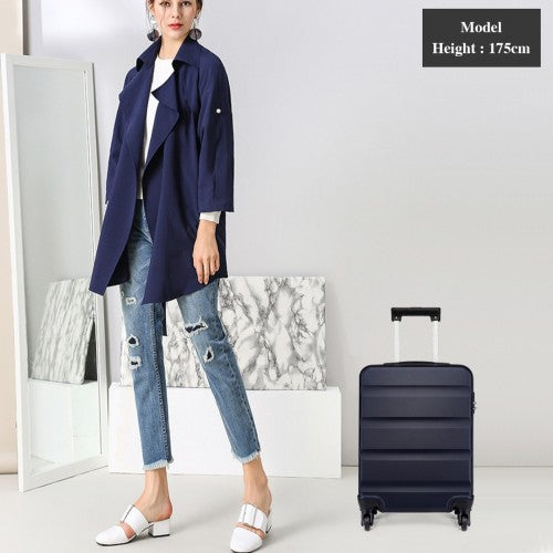 Kono 19 Inch Horizontal Design Abs Hard Shell Suitcase With TSA Lock - Navy