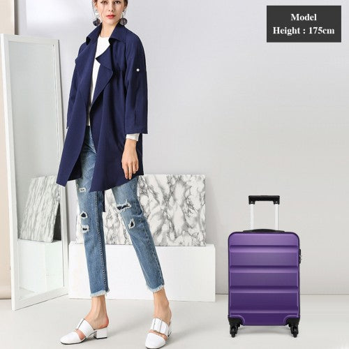 Kono 19 Inch Horizontal Design Abs Hard Shell Suitcase With TSA Lock - Purple