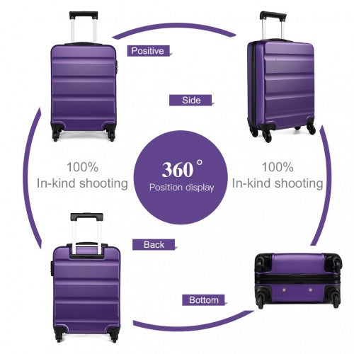 Kono 19 Inch Horizontal Design Abs Hard Shell Suitcase With TSA Lock - Purple