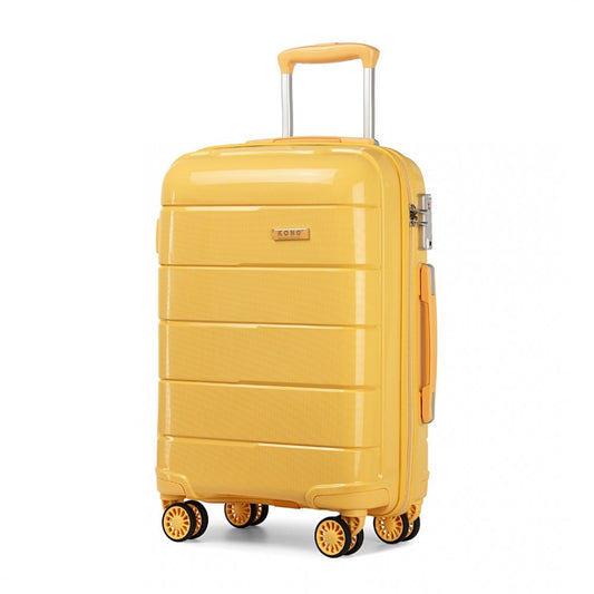 Kono 20 Inch Cabin Size Hard Shell PP Suitcase - Yellow