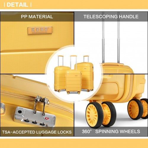 Kono 28 Inch Hard Shell PP Suitcase - Yellow