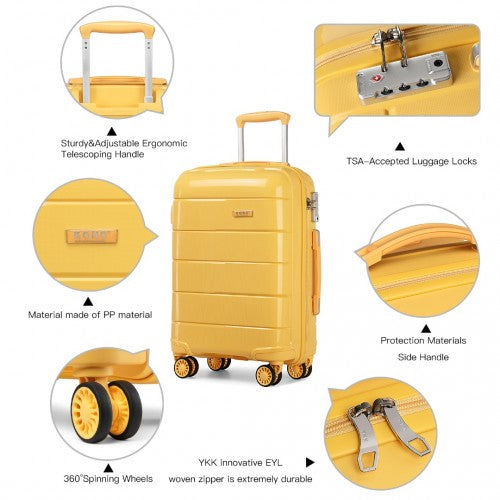 Kono 28 Inch Hard Shell PP Suitcase - Yellow