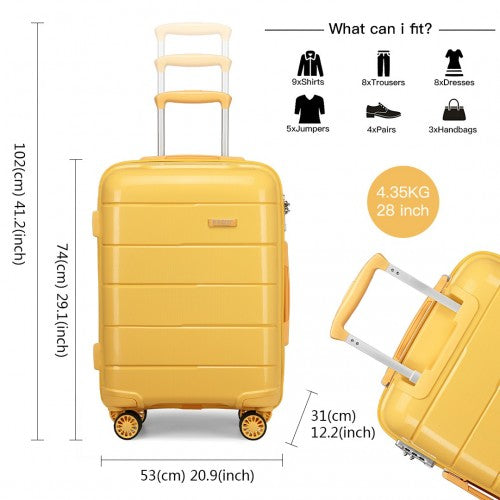 Kono 28 Inch Hard Shell PP Suitcase - Yellow