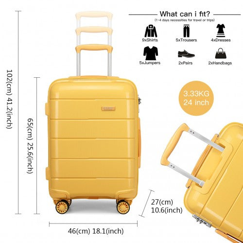 Kono 20/24/28” Hard Shell PP Suitcase Set - Yellow
