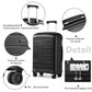 Kono Multi Texture Hard Shell PP Suitcase With TSA Lock and Vanity Case 4 Pieces Set - Classic Collection - Black