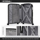 Kono Multi Texture Hard Shell PP Suitcase With TSA Lock and Vanity Case 4 Pieces Set - Classic Collection - Black
