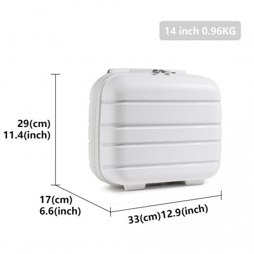 Kono 14 Inch Multi Texture Hard Shell PP Vanity Case - White