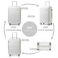 Kono Multi Texture Hard Shell PP Suitcase With TSA Lock and Vanity Case 4 Pieces Set - Classic Collection - White
