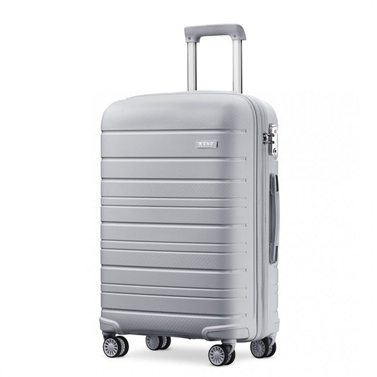 Kono 28 Inch Multi Texture Hard Shell Pp Suitcase - Classic Collection - Grey
