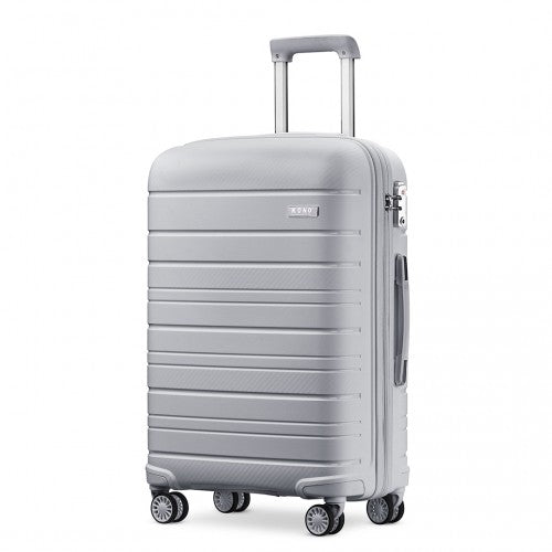 Kono 28 Inch Multi Texture Hard Shell Pp Suitcase - Classic Collection - Grey