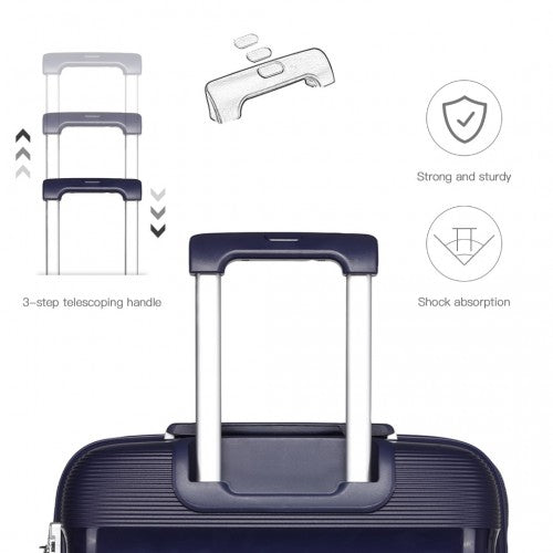 Kono Bright Hard Shell PP Suitcase With TSA Lock And Vanity Case 4 Pieces Set - Classic Collection - Navy