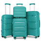 Kono Bright Hard Shell PP Suitcase With TSA Lock And Vanity Case 4 Pieces Set - Classic Collection - Blue