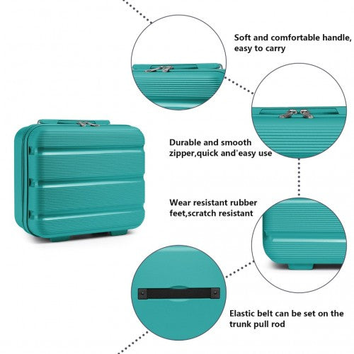 Kono Bright Hard Shell PP Suitcase With TSA Lock And Vanity Case 4 Pieces Set - Classic Collection - Blue
