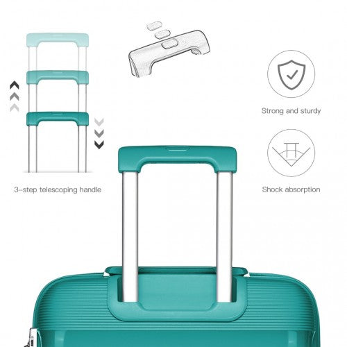 Kono Bright Hard Shell PP Suitcase With TSA Lock And Vanity Case 4 Pieces Set - Classic Collection - Blue