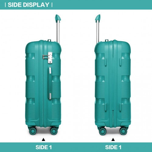 Kono Bright Hard Shell PP Suitcase With TSA Lock And Vanity Case 4 Pieces Set - Classic Collection - Blue