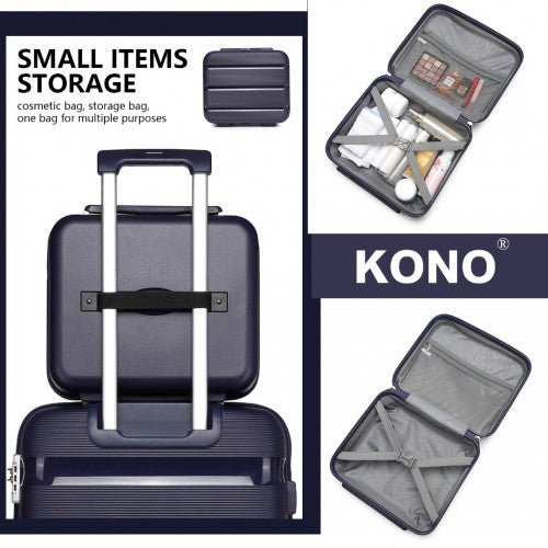 Kono Bright Hard Shell PP Suitcase With TSA Lock And Vanity Case 4 Pieces Set - Classic Collection - Navy